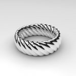 Sortija circular de plata con relieve en la joyería de Benalmádena elegante y sofisticada
